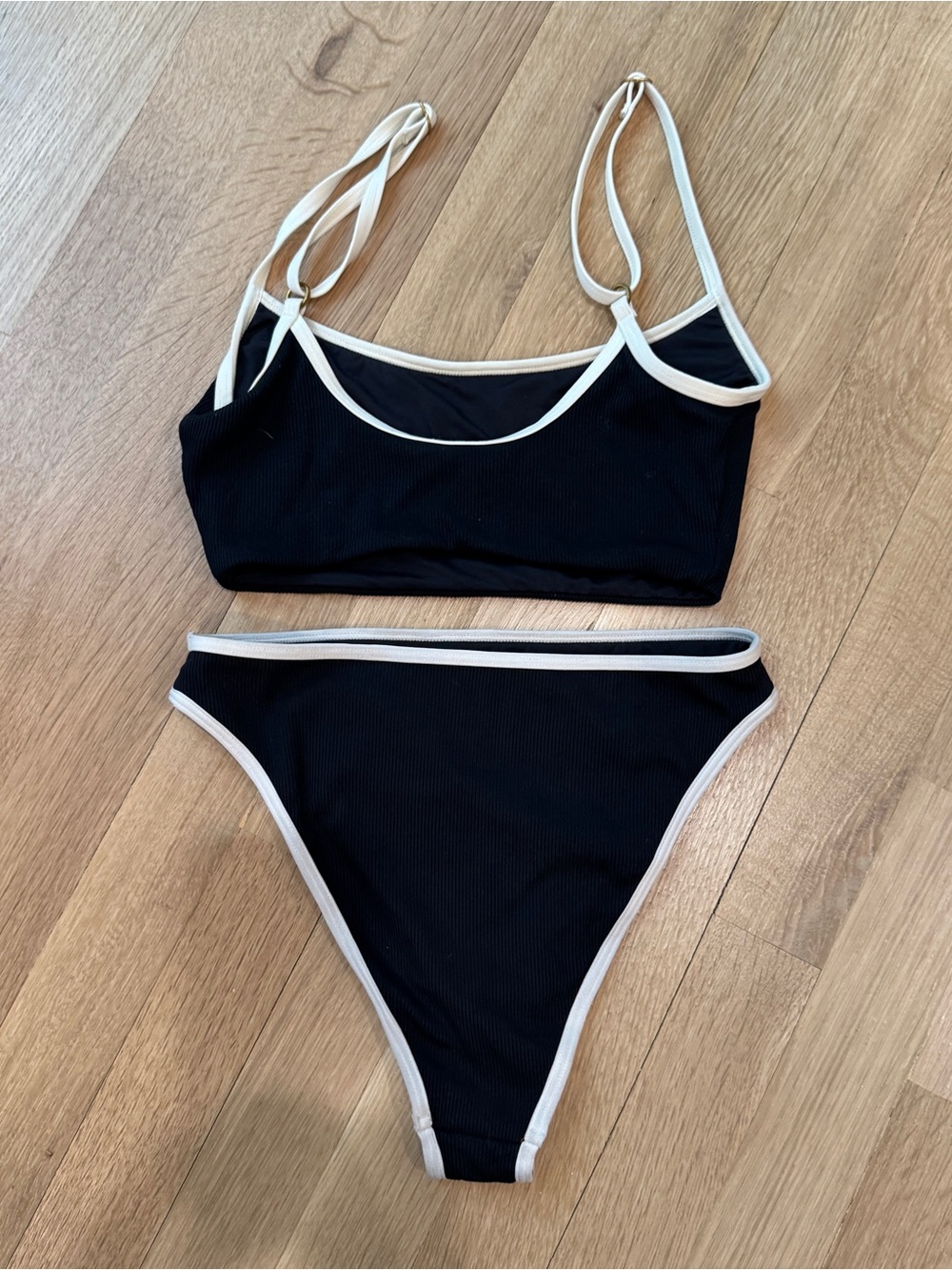 Black Bikini Set with White Trim - Picture 6 of 6